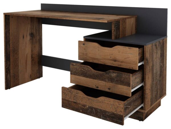 Schreibtisch BELFAST Eiche Old Wood Nachbildung anthrazit B/H/T: ca. 138x83,5x51,5 cm – Bild 4
