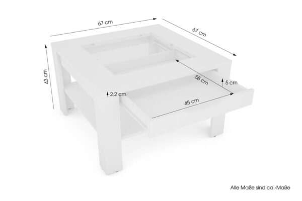 Couchtisch RALPH Eiche Old Wood Nachbildung B/H/T: ca. 67x43x67 cm – Bild 3