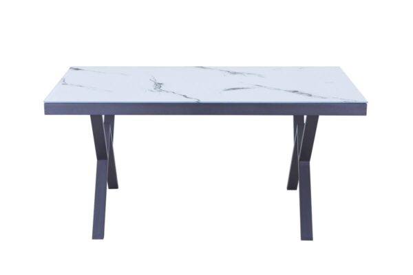 Esstisch CT056W weiß Marmor Optik schwarz B/H/T: ca. 160x76x90 cm Esstisch CT056W weiß Marmor Optik schwarz B/H/T: ca. 160x76x90 cm – Bild 2