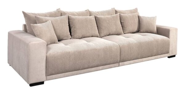 Big Sofa Xantia new 1 beige Velourstoff B/H/T: ca. 318x94x120 cm – Bild 4