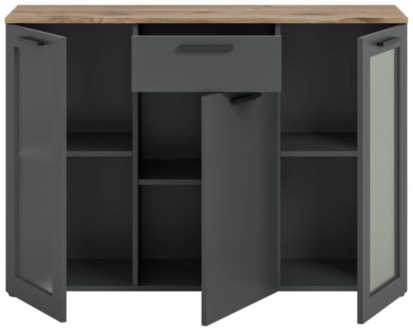 Sideboard Niklas anthrazit Eiche Nox Oak Nachbildung B/H/T: ca. 120x84x35 cm – Bild 3