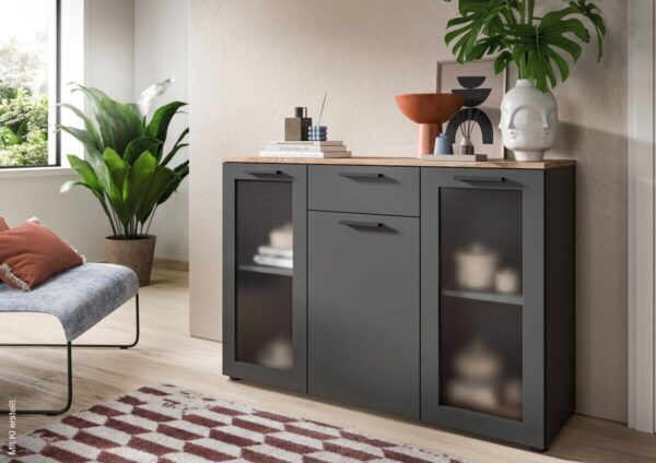 Sideboard Niklas anthrazit Eiche Nox Oak Nachbildung B/H/T: ca. 120x84x35 cm – Bild 4