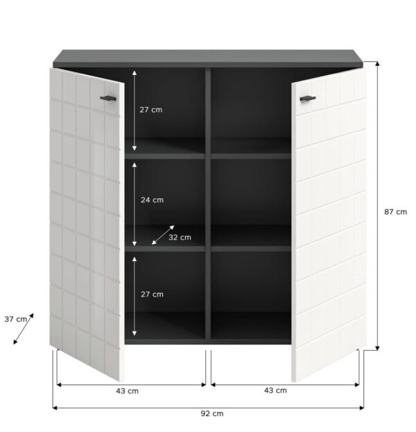 Kommode Monte anthrazit weiß Hochglanz B/H/T: ca. 92x86x37 cm – Bild 3
