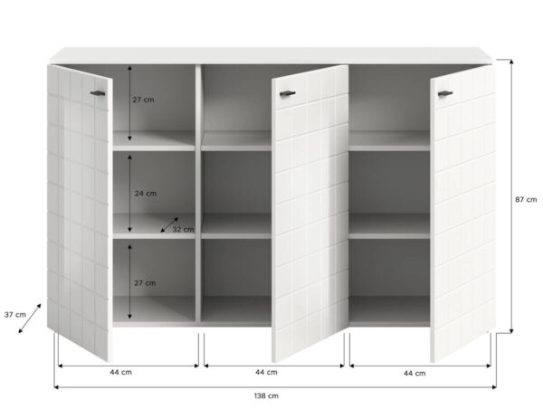 Sideboard Monte weiß weiß Hochglanz B/H/T: ca. 138x86x37 cm – Bild 3