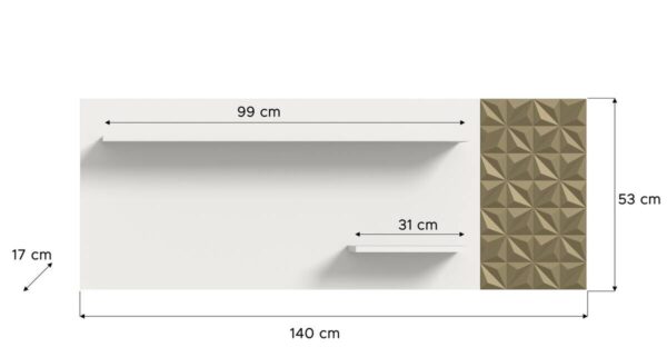 Wandboard Prisma weiß gold Optik B/H/T: ca. 140x53x17 cm – Bild 5