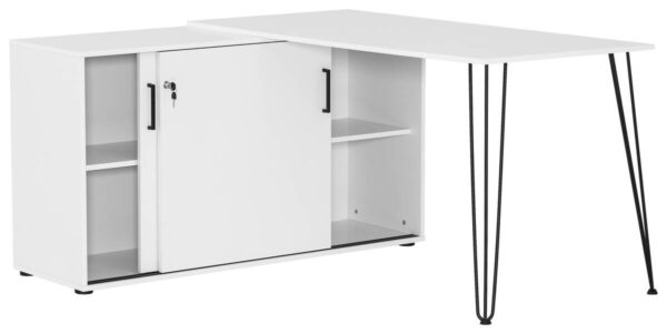 Eckschreibtisch Ekko weiß matt B/H/T: ca. 129,5x73,8x145 cm – Bild 2