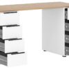 Schreibtisch Elma weiß matt Eiche hell Nachbildung B/H/T: ca. 140x73,1x55,5 cm – Bild 2