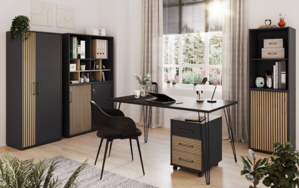 Büroschrank Hank schwarz matt B/H/T: ca. 100,1x83,6x41 cm – Bild 4