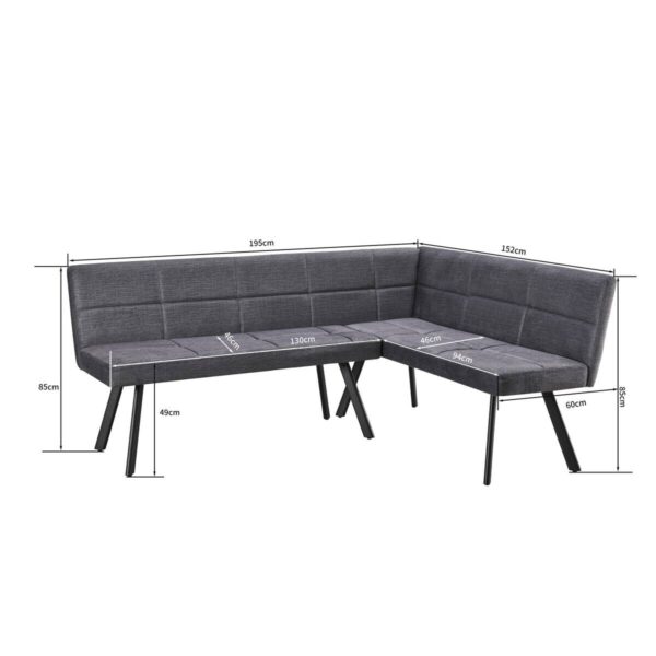 Eckbank Milos grau B/H/T: ca. 195x152x85 cm – Bild 3