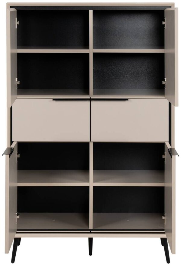 Highboard Arona sand schwarz B/H/T: ca. 90x140x38 cm – Bild 3