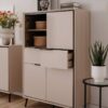 Highboard Arona sand schwarz B/H/T: ca. 90x140x38 cm – Bild 5