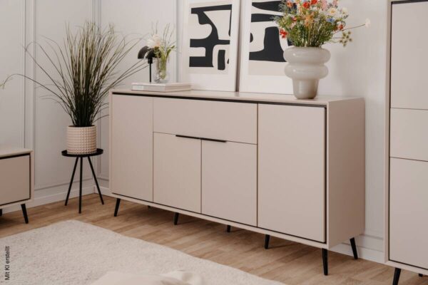 Sideboard Arona sand schwarz B/H/T: ca. 175x90x38 cm – Bild 3