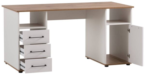 Schreibtisch Jelda Eiche Landhaus Nachbildung weiß B/H/T: ca. 150x74x70 cm – Bild 2