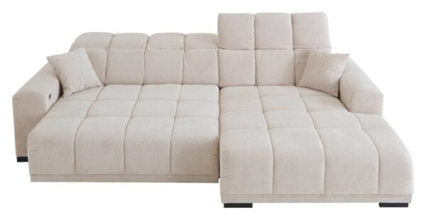 Ecksofa mit elektrischer Sitztiefenverstellung beige Microfaser B/H/T: ca. 301x113x195 cm – Bild 2