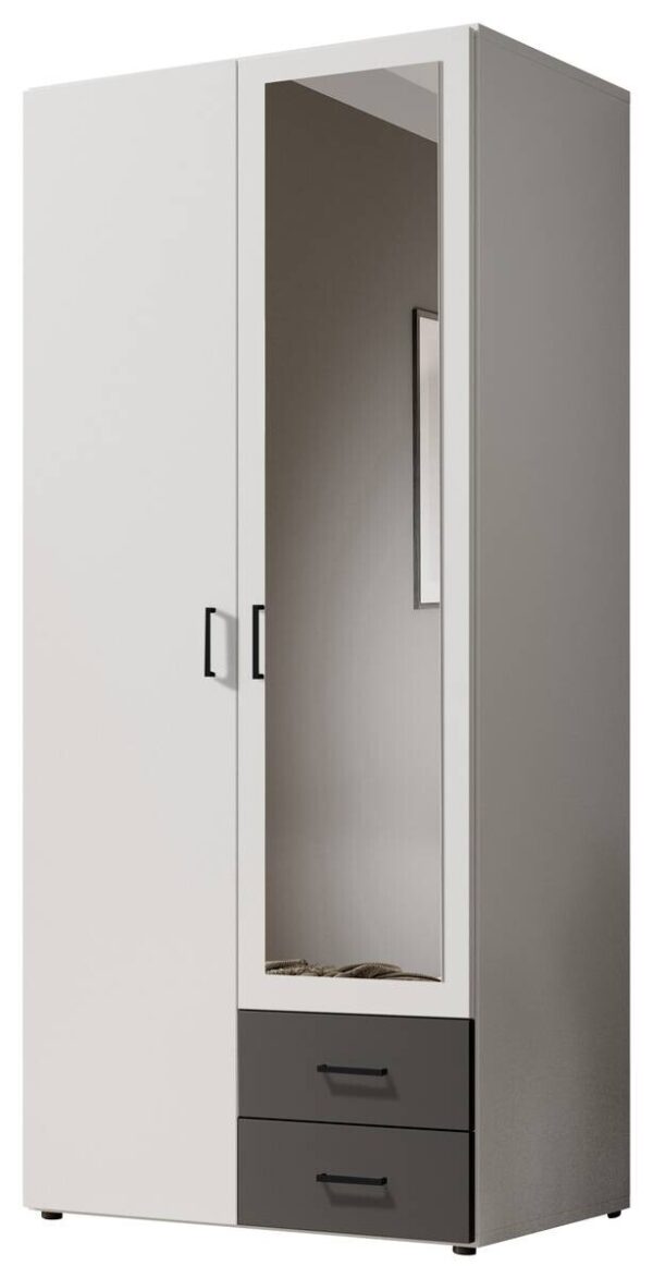 Kleiderschrank Base 2 weiß Graphit B/H/T: ca. 81x176x51 cm – Bild 3