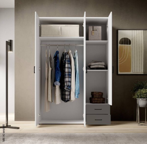 Kleiderschrank Base 3 weiß B/H/T: ca. 121x176x51 cm – Bild 5