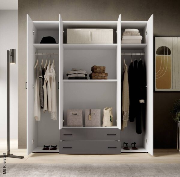 Kleiderschrank Base 4 weiß B/H/T: ca. 161x176x51 cm – Bild 3