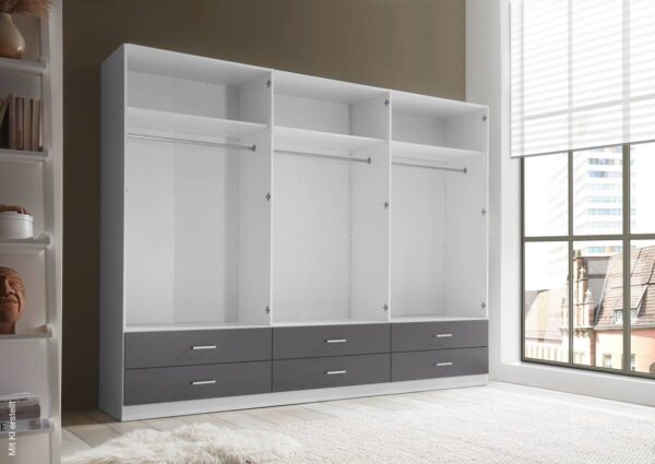 Kleiderschrank Janne weiß Graphit B/H/T: ca. 272x211x55 cm – Bild 2
