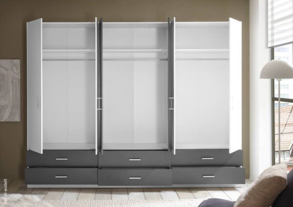 Kleiderschrank Janne weiß Graphit B/H/T: ca. 272x211x55 cm – Bild 5