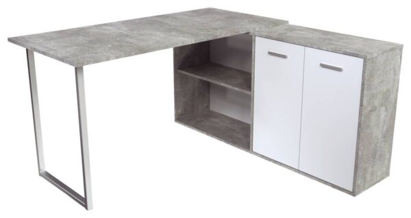 Winkelschreibtisch Beton Optik weiß B/H/T: ca. 138x74x138 cm – Bild 2