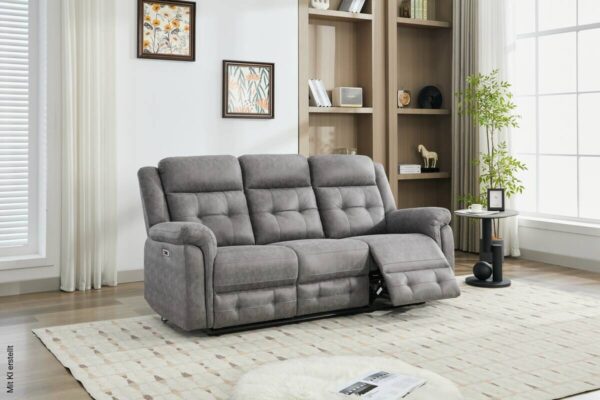 Sofa Philip grau Microfaser B/H/T: ca. 208x103x95 cm – Bild 4