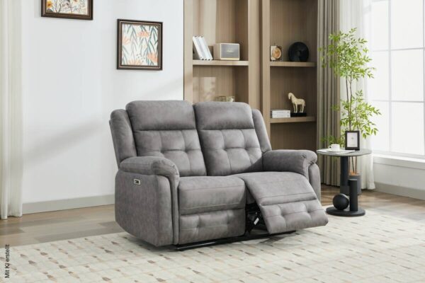 Sofa Philip grau Microfaser B/H/T: ca. 151x103x95 cm – Bild 4
