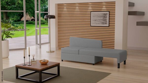 Recamiere Lübeck grau B/H/T: ca. 148x75x85 cm – Bild 5