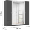 Kleiderschrank München grau Alpinweiß B/H/T: ca. 226x210x54 cm – Bild 4