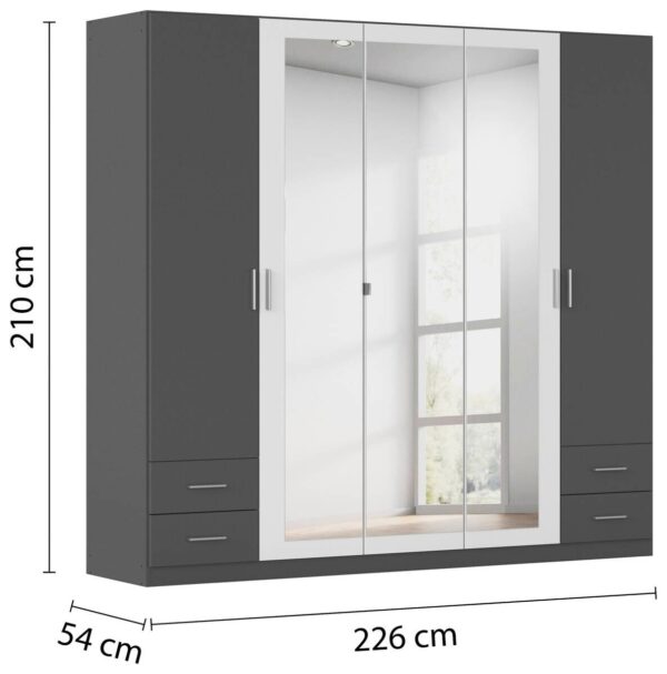 Kleiderschrank München grau Alpinweiß B/H/T: ca. 226x210x54 cm – Bild 4