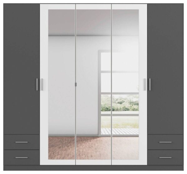 Kleiderschrank München grau Alpinweiß B/H/T: ca. 226x210x54 cm – Bild 5