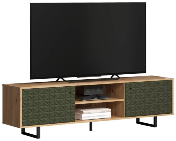TV-Lowboard Sentra Eiche Artisan Nachbildung grün dunkel B/H/T: ca. 184x52x40 cm TV-Lowboard Sentra Eiche Artisan Nachbildung grün dunkel B/H/T: ca. 184x52x40 cm – Bild 2