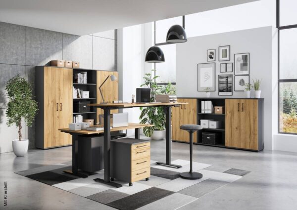 Schreibtisch 8022-582 Eiche Grand-Son Nachbildung schwarz B/H/T: ca. 120x118x80 cm – Bild 3
