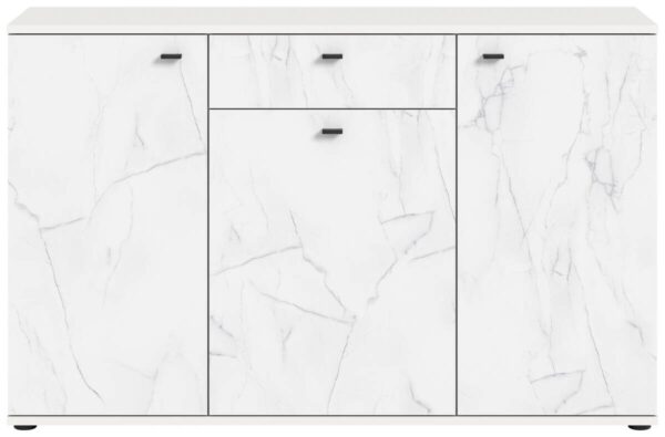 Sideboard Stone weiß Marmoroptik B/H/T: ca. 139x88x41 cm Sideboard Stone weiß Marmoroptik B/H/T: ca. 139x88x41 cm – Bild 4