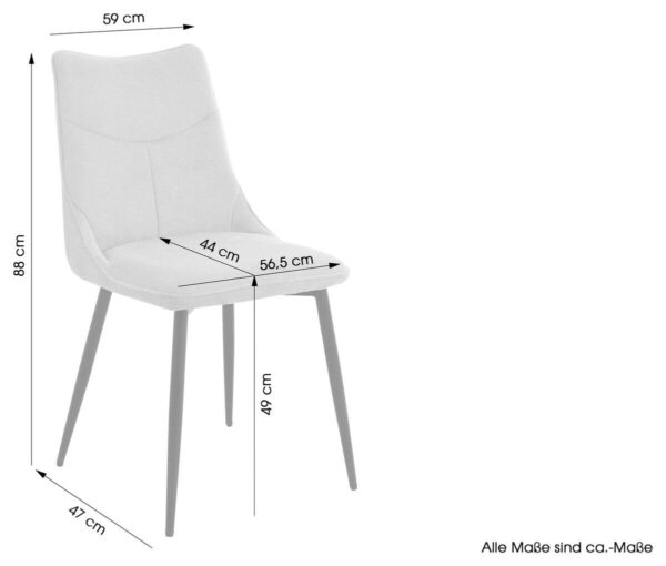 Stuhl CARLO 2er-Set. taupe Webstoff B/H/T: ca. 59x88x47 cm Stuhl CARLO 2er-Set. taupe Webstoff B/H/T: ca. 59x88x47 cm – Bild 2