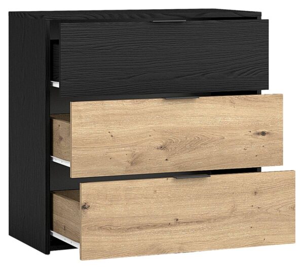 Kommode RIMINI schwarz Eiche Nachbildung B/H/T: ca. 80x80x40 cm – Bild 3