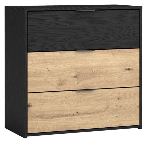 Kommode RIMINI schwarz Eiche Nachbildung B/H/T: ca. 80x80x40 cm – Bild 4