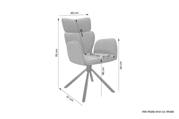 Stuhl SEATTLE 2er-Set. B/H/T: ca. 60x93x61 cm – Bild 4