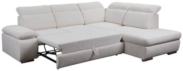 Ecksofa mit Bettfunktion und Bettkasten beige Microfaser B/H/T: ca. 282x100x232 cm – Bild 2