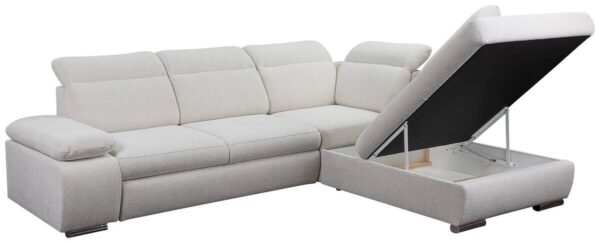 Ecksofa mit Bettfunktion und Bettkasten beige Microfaser B/H/T: ca. 282x100x232 cm – Bild 3