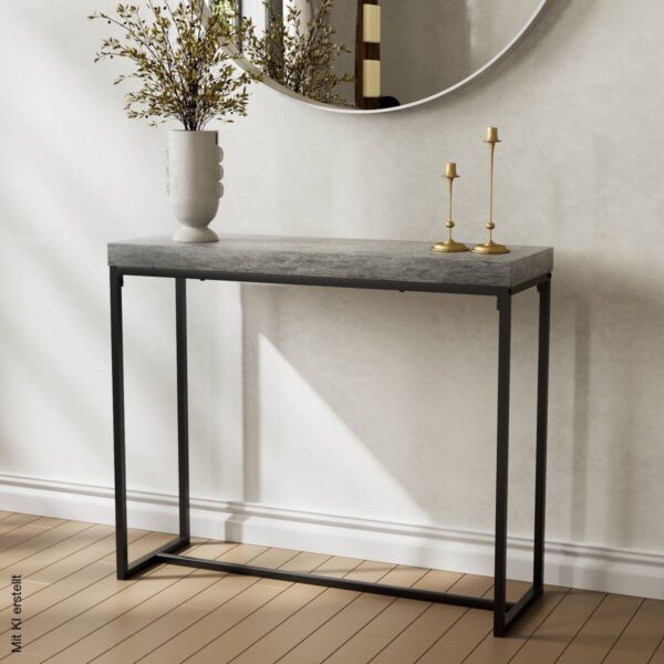 Konsole Birte dunkelgrau Beton Optik schwarz B/H/T: ca. 90x75x30 cm Konsole Birte dunkelgrau Beton Optik schwarz B/H/T: ca. 90x75x30 cm – Bild 3