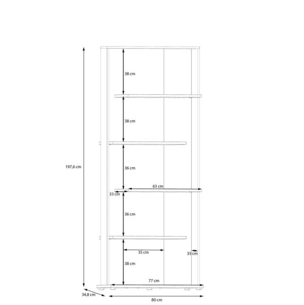 Regal Eiche Artisan Nachbildung schwarz B/H/T: ca. 80x198x35 cm – Bild 4
