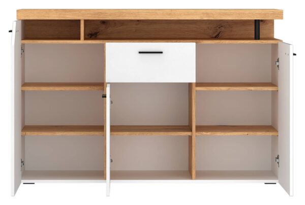 Kommode Nico weiß Eiche Artisan Nachbildung B/H/T: ca. 138x91x40 cm – Bild 2