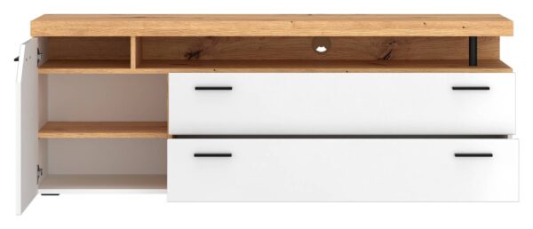 TV-Lowboard Nico Eiche Artisan Nachbildung weiß B/H/T: ca. 160x59x40 cm – Bild 2