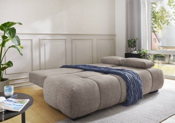 Schlafsofa Greige Polyester B/H/T: ca. 213x86x101 cm – Bild 3