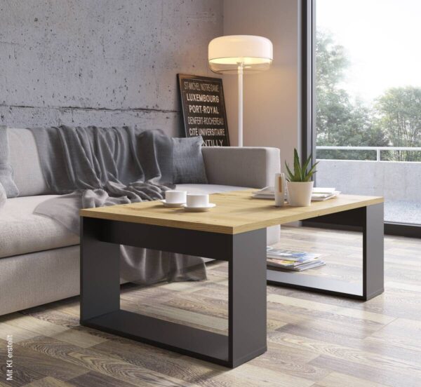 Couchtisch Zentaro Eiche Artisan Nachbildung B/H/T: ca. 110x41x67 cm – Bild 3