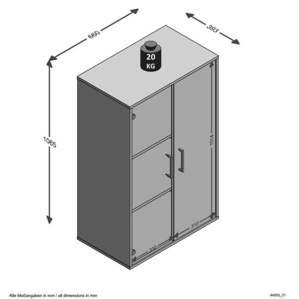Aktenschrank weiß B/H/T: ca. 66x107x39 cm – Bild 2