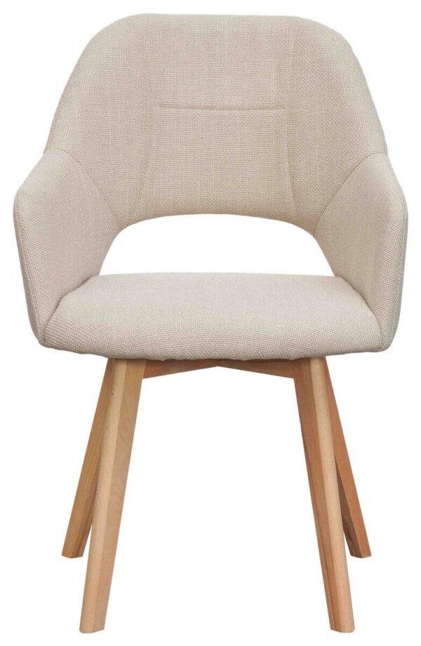Armlehnstuhl Stade beige natur Polyester Buche B/H/T: ca. 57x87x62 cm – Bild 4