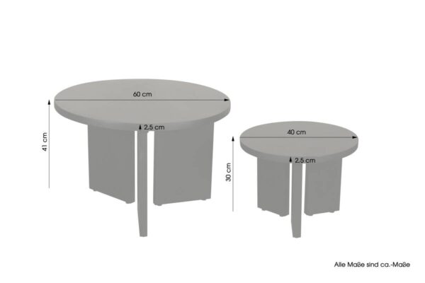 Beistelltisch ROUND, 2er-Set schwarz lackiert Akazie H/D: ca. 41x60 cm Beistelltisch ROUND, 2er-Set schwarz lackiert Akazie H/D: ca. 41x60 cm – Bild 3