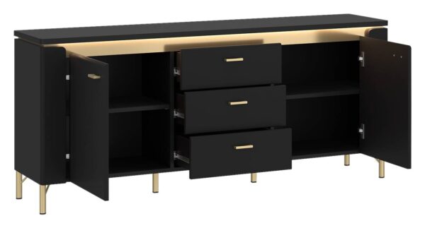 Lowboard Norica schwarz matt gold Optik B/H/T: ca. 155x70x40 cm – Bild 2