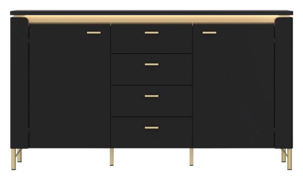 Sideboard Norica schwarz matt gold Optik B/H/T: ca. 155x87x40 cm – Bild 2
